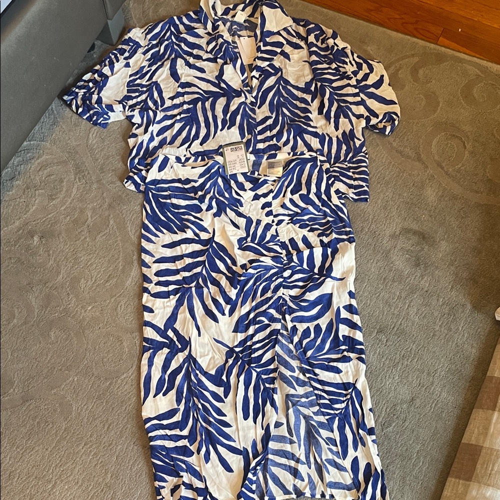 H&M Blue and White Skirt Set